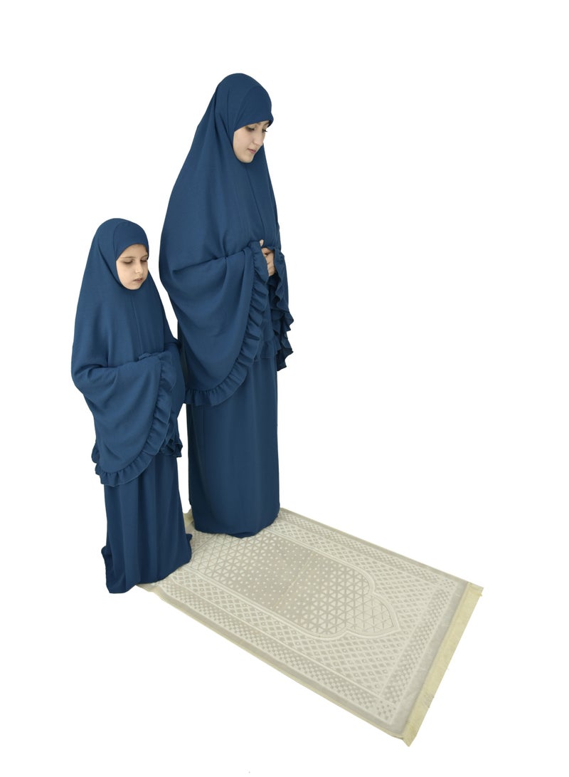  داماس كولكشن طقم صلاة للاطفال اوالامهات حجاب وتنورة - طقم ملابس الصلاة للبنات والامهات - اسدال  صلاة - لبس صلاة - لباس الصلاة - Image 2